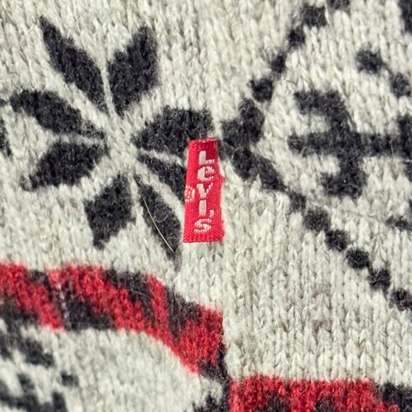 Levi’s Nordic Fair Isle Snowflake Womens Small Shawl Collar Sweater Cardigan - Picture 7 of 12